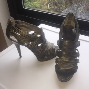 Sexy Titanium and Gold Heels Size 8